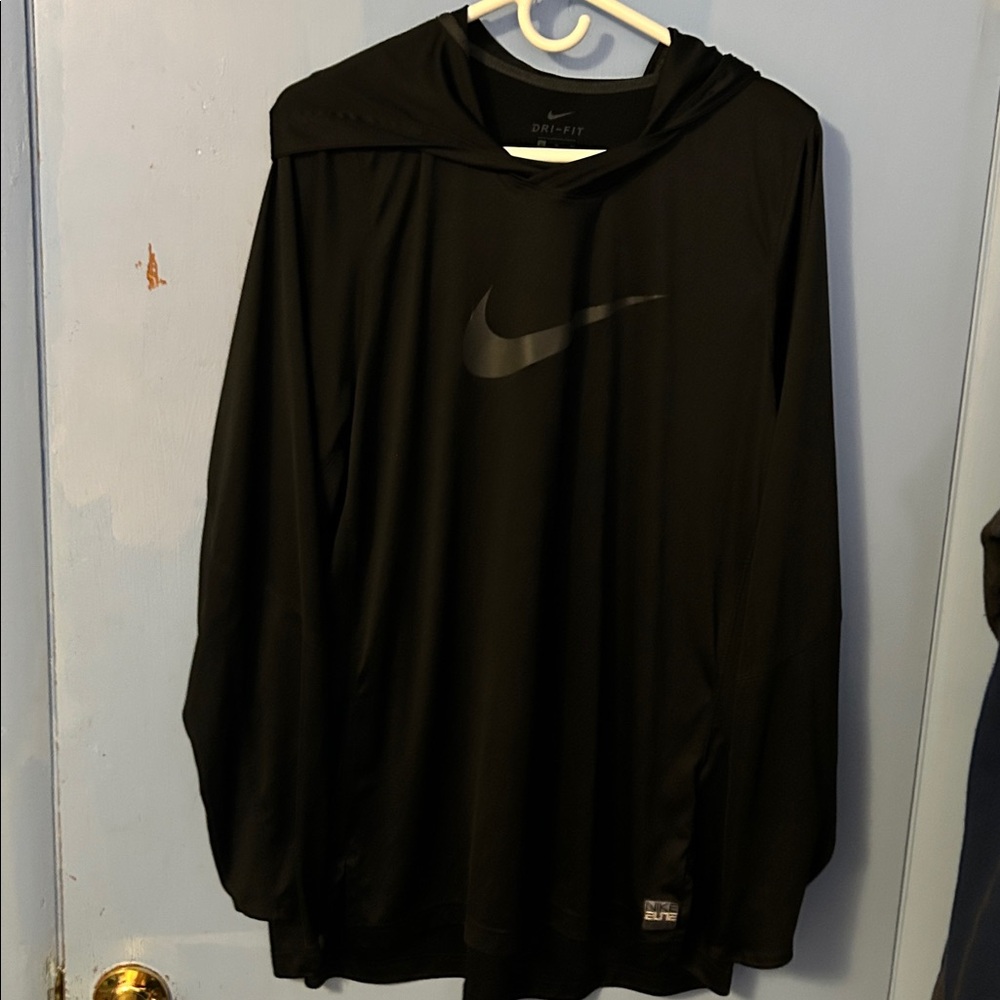 Nike Dri-Fit Elite Hooded Adult Black Logo Pullover Long Sleeve Size XL